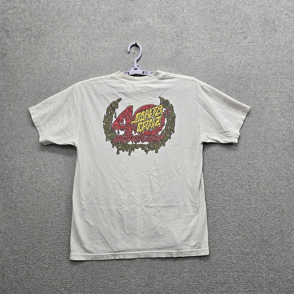 Santa Cruz Skateboard Men Shirt M White 40th Anniversary Crest Emblem READ